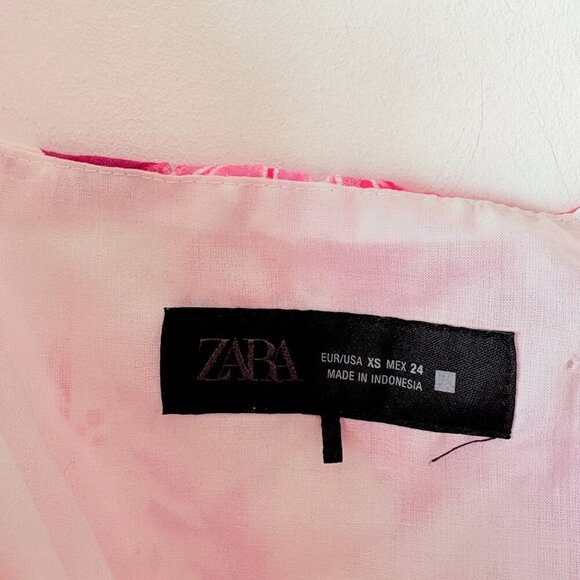 Zara Printed Openwork Embroidered Long Dress Blogger Fav White Pink Size XS - Picture 9 of 10